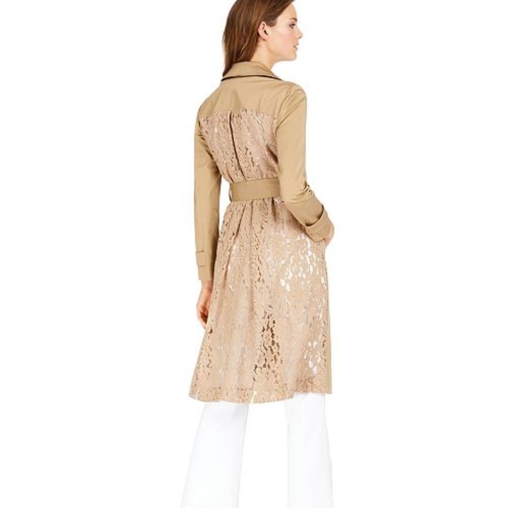INC Long Lace-Back Trench Coat